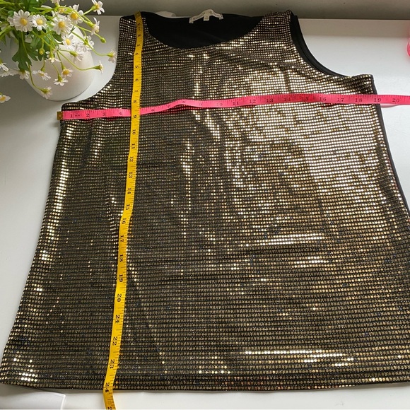 MADISON + HUDSON Gold Metallic Sequin Imitation Sleeveless Top Black Back Size M - Picture 7 of 8